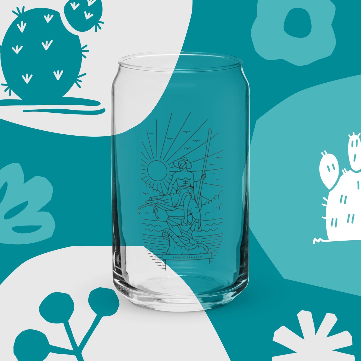 El Pescador Can-shaped glass