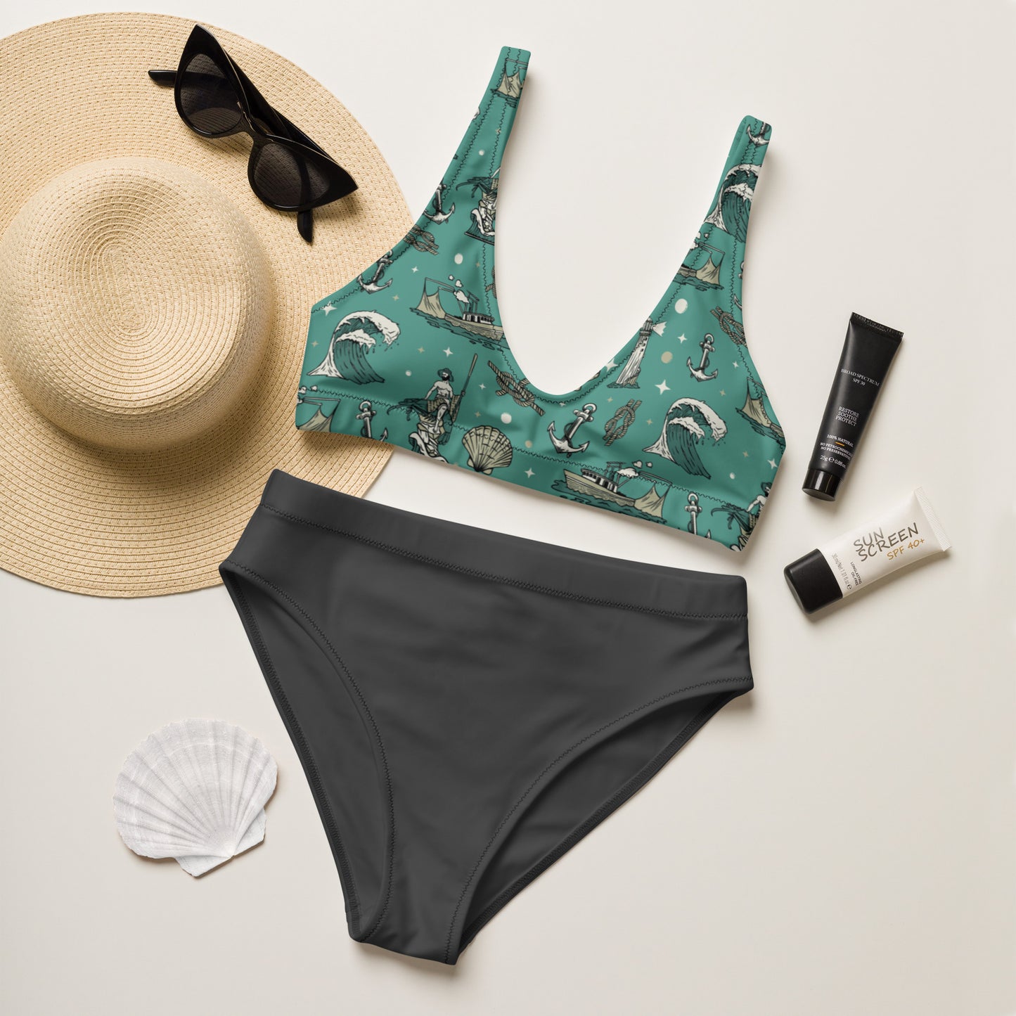 Sea of Cortez Recycled high-waisted bikini