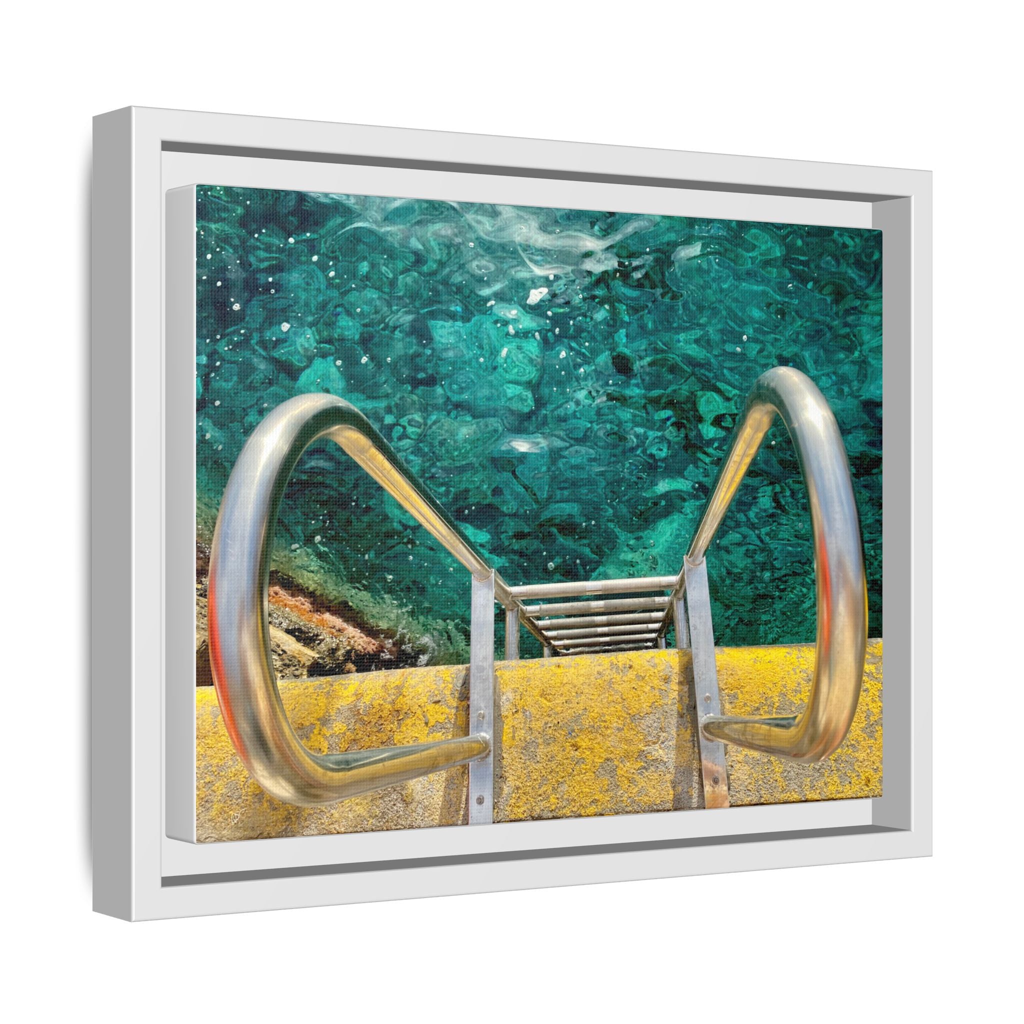 Canvas Art - Jump into the Thira Port Waters Matte Canvas