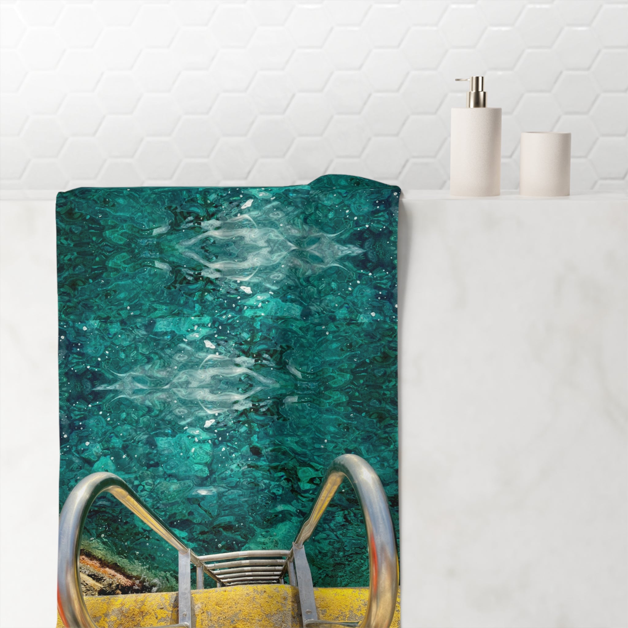 Beach Towel - Thira Greece Port Waters Design