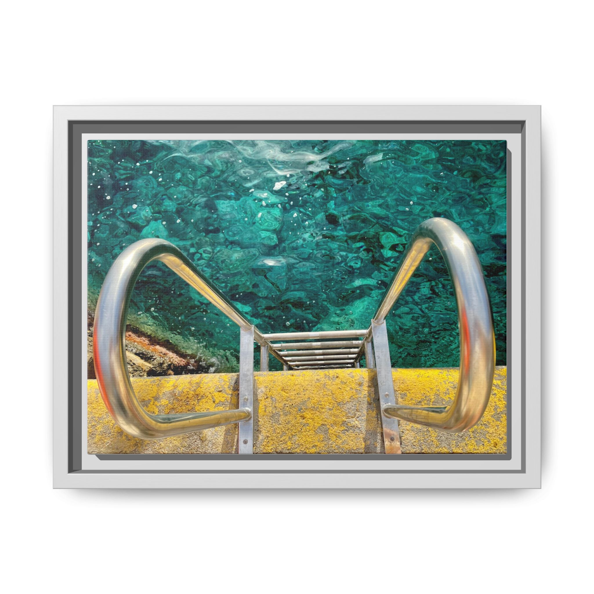 Canvas Art - Jump into the Thira Port Waters Matte Canvas