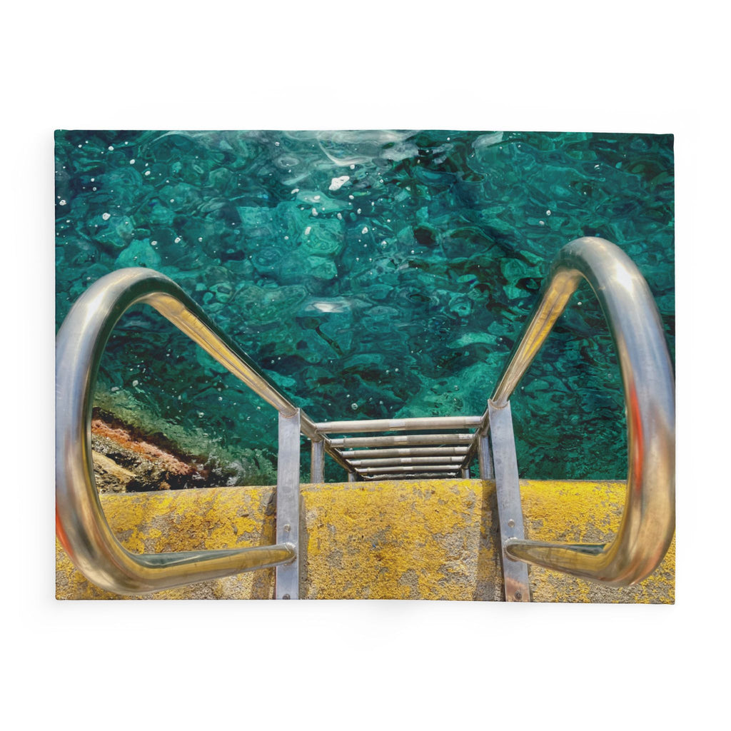 Fleece Blanket Thira Greece Port Waters