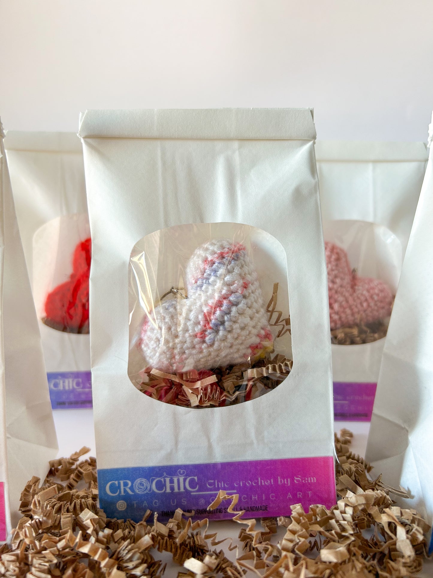 Crochet Heart Keychain by CroCHIC