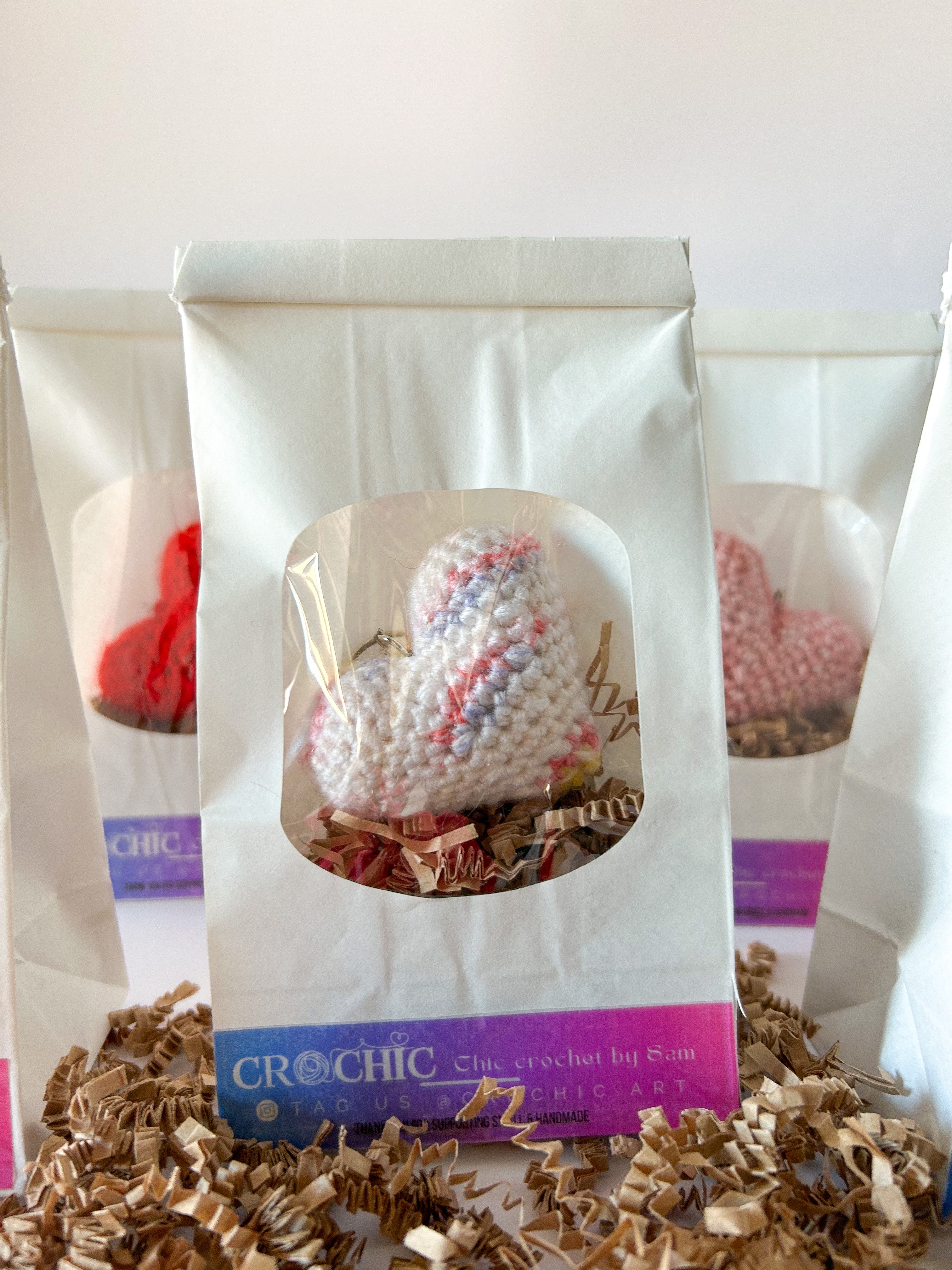 Crochet Heart Keychain by CroCHIC