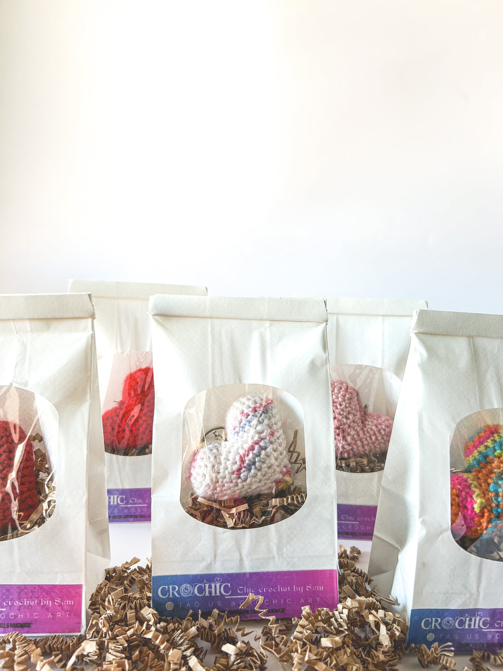 Crocheted Heart Keychain | Handmade Gift | Purse Crochet Accessory
