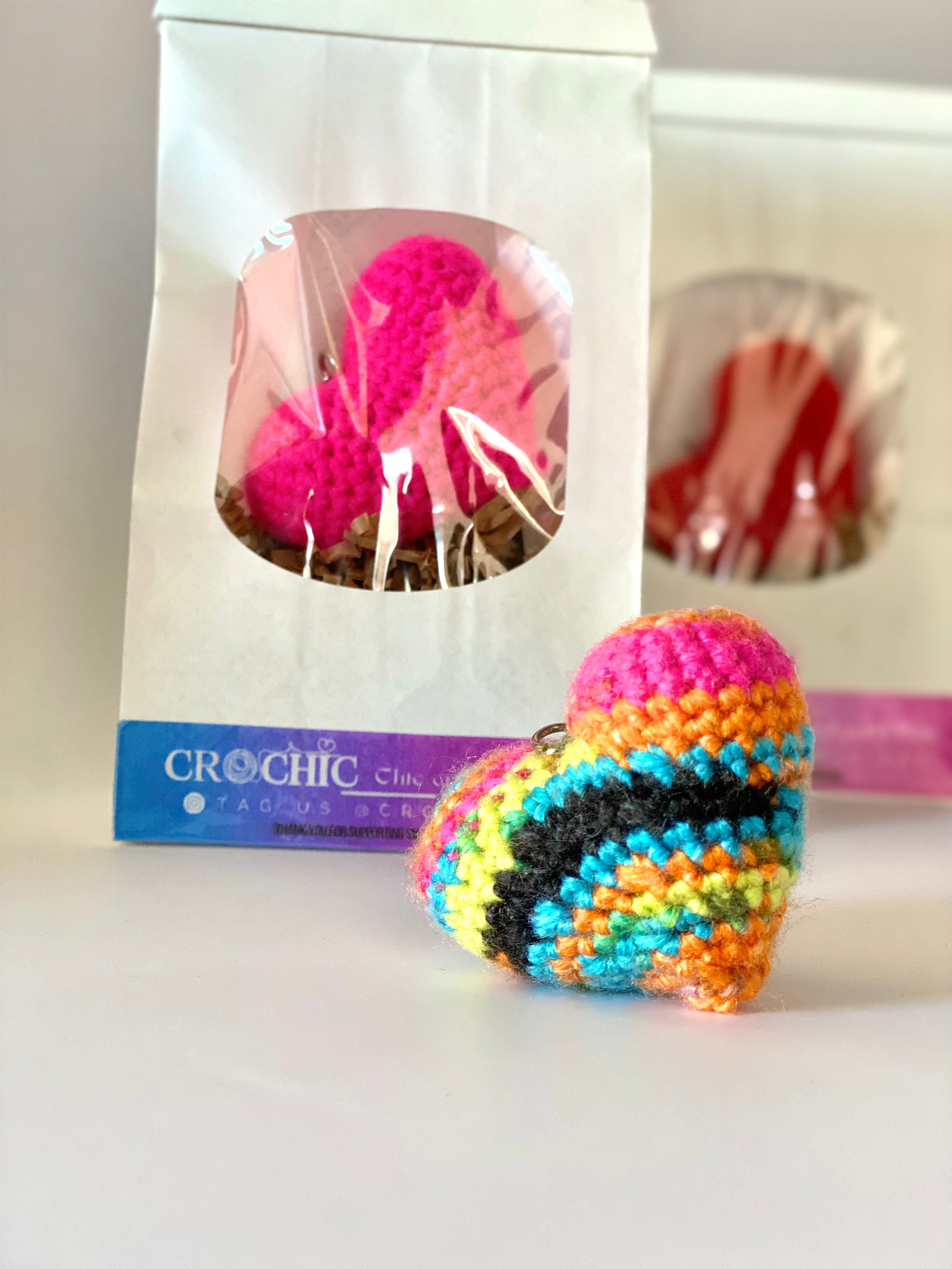 Crochet Heart Keychain by CroCHIC