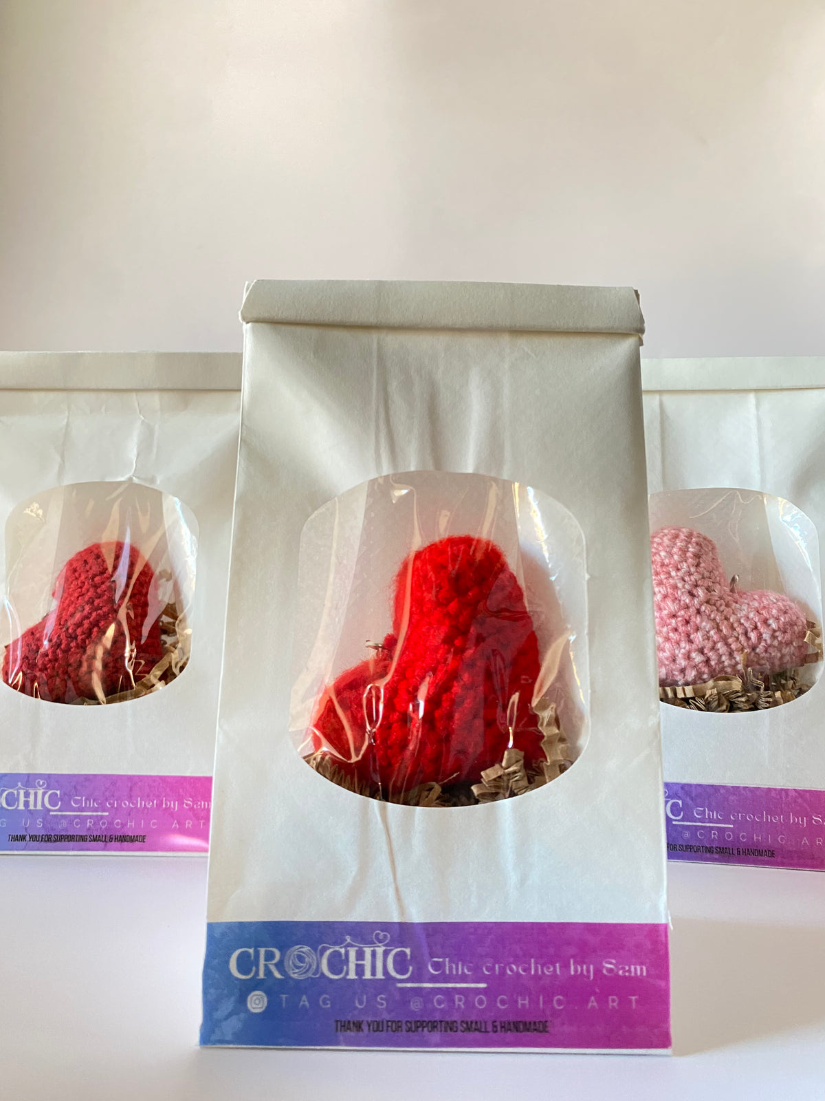 Crocheted Heart Keychain | Handmade Gift | Purse Crochet Accessory