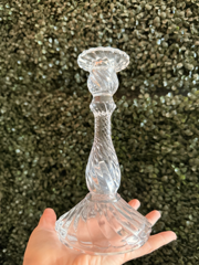 Crystal candlestick holders, assorted heights