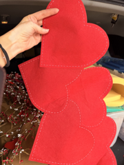 Red felt heart pieces