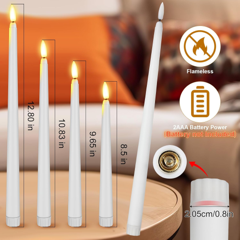 White flameless LED tapers, 4 heights