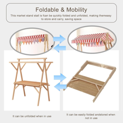 Yellow wooden folding vendor push cart
