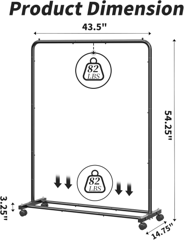 Black rolling clothing rack w/ shelf