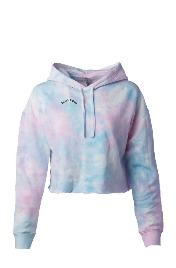 Beach Vibes Tie Dye Crop Top Hoodie