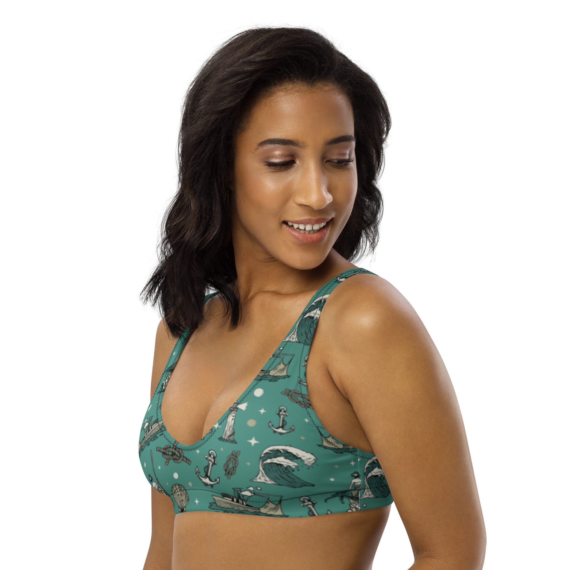 Sea of Cortez teal Recyled padded bikini top
