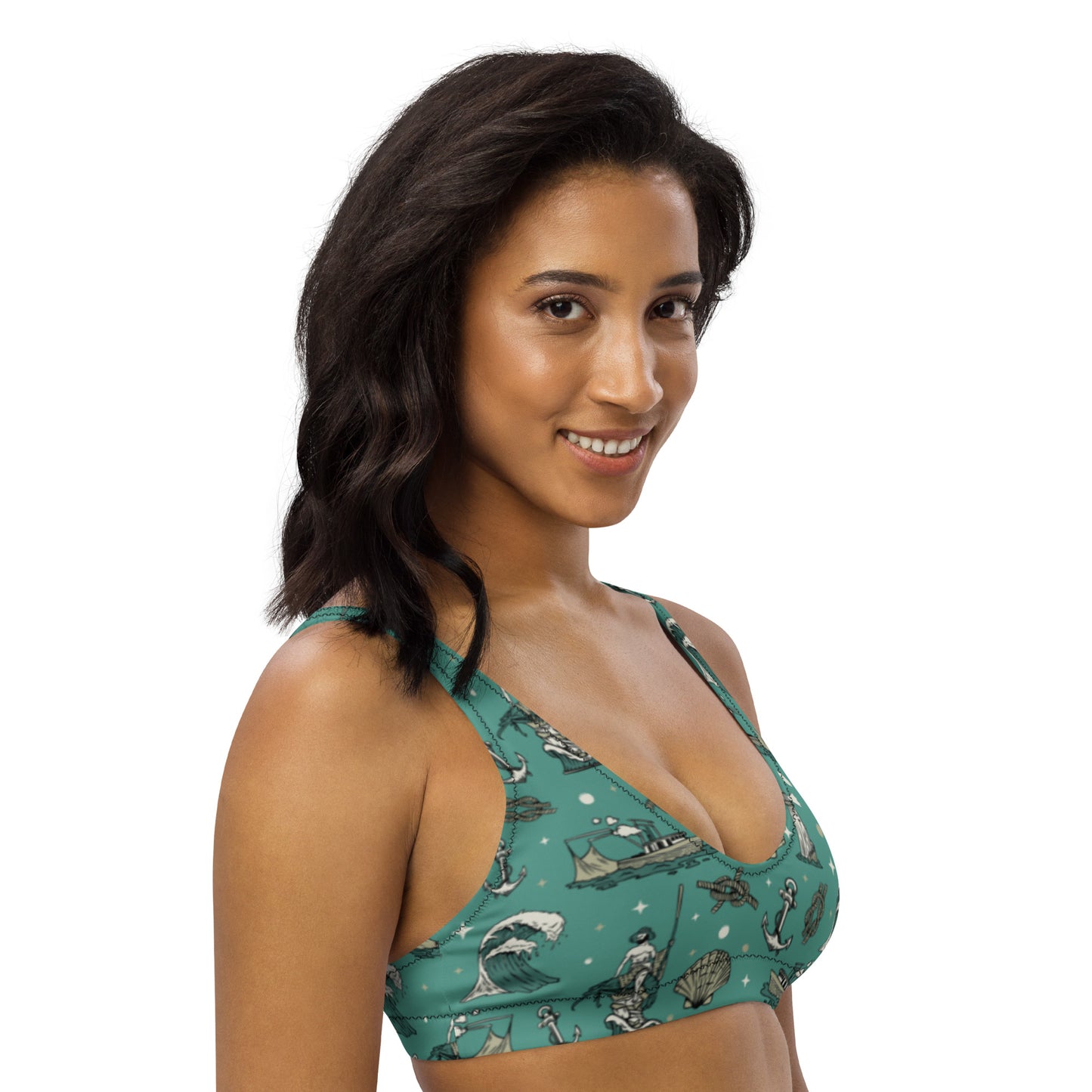 Sea of Cortez teal Recyled padded bikini top